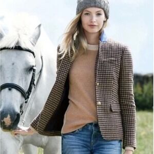 J Crew Women's Herringbone Wool Blend Schoolboy Blazer Size 14